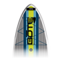 Top view of LowRider Aero Tandem board with striped deck and front bungee cords.